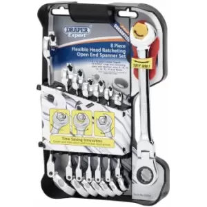 Image of DRAPER Metric Combination Spanner Set Flexi Head & Double Ratcheting 8 PC 7034