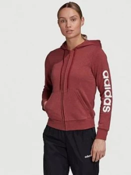 Image of adidas Essentials Linear Full Zip Hoodie, Red/White, Size 2XL, Women