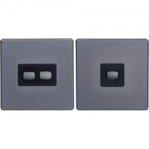 image of Energenie MIHO091 Energenie MiHome 2-Gang Light Switch Black Nickel (Master/Slave) - Pack of 2