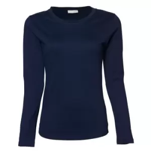 Image of Tee Jays Womens/Ladies Interlock Long Sleeve T-Shirt (2XL) (Navy Blue)
