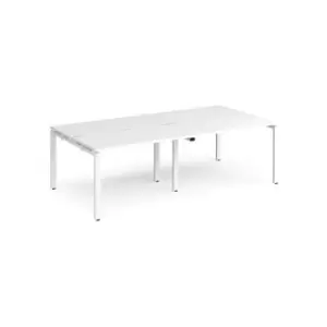 Image of Bench Desk 4 Person Rectangular Desks 2400mm White Tops With White Frames 1200mm Depth Adapt