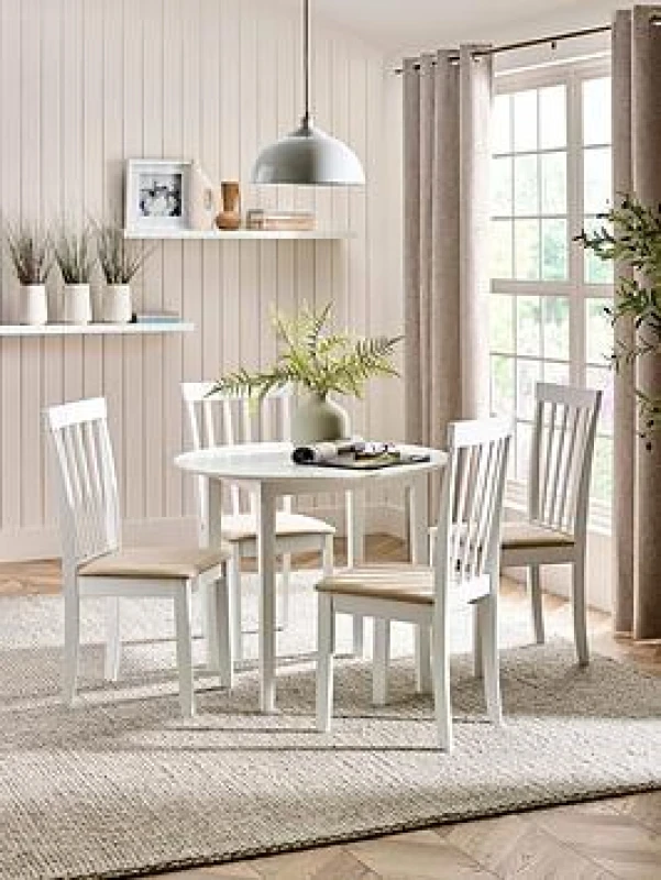 Image of Julian Bowen Orwell Round Dining Table With 4 Chairs White WTBAS Unisex