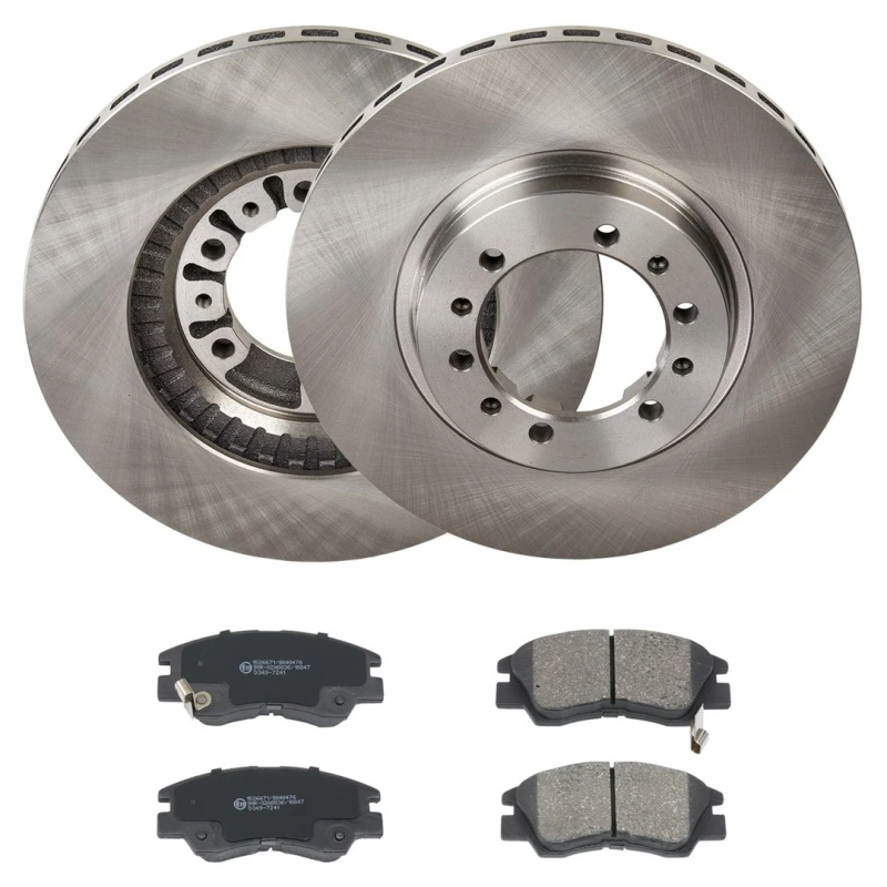 Image of RIDEX 3405B2852 Brake disc and pads set Front Axle, Brake Disc Type: internally vented, with acoustic wear warning Brake Set,disc brakes (3405)