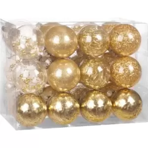 Image of Casaria Christmas Tree Baubles 24 Pieces Transparent Filling Shatterproof Decoration Ornaments Break-proof Xmas 6cm Gold (de)