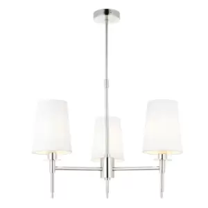 Image of Florence Multi Arm Shade Pendant Ceiling Lamp, Bright Nickel Plate, Vintage White Fabric