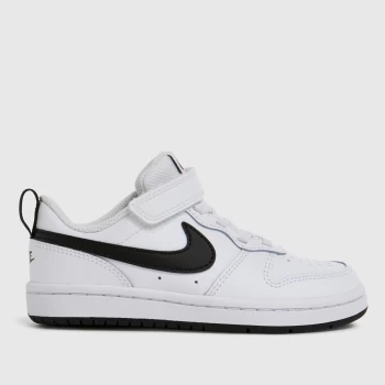 image of Nike White & Black Court Borough Low 2 Trainers Junior