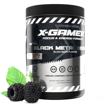 image of X-Gamer X-Tubz Black Metal Berry (Blackberry Flavoured) Energy Formula - 600g