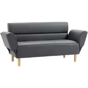Image of Homcom - 2 Seater Sofas Small Couch Love Seat with Adjustable Armrest Grey - Grey