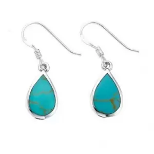 image of Beginnings Sterling Silver E2424U Synthetic Turq Teardrop Earrings