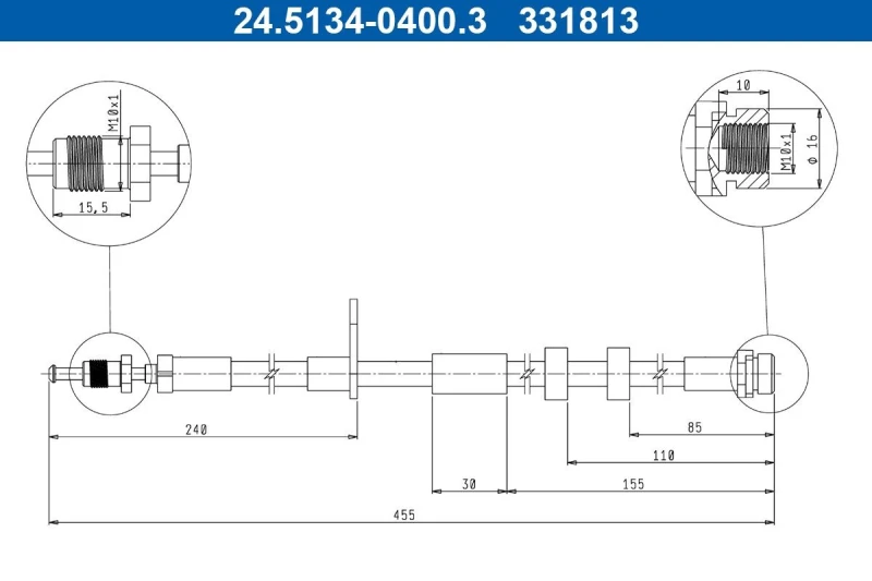 Image of Brake hose ATE 24.5134-0400.3
