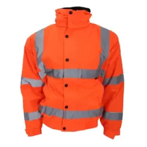 image of Warrior Memphis High Visibility Bomber Jacket / Safety Wear / Workwear (3XL) (Fluorescent Orange) - Fluorescent Orange