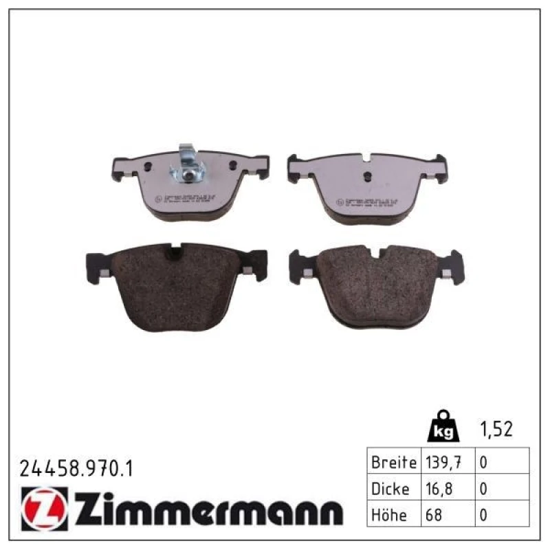 Image of ZIMMERMANN Brake pad set ZIMMERMANN 24458.970.1