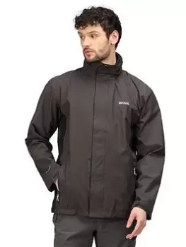 Image of Regatta Matt Waterproof Shell Hooded Jacket - Grey/Black, Grey/Black, Size 4XL, Men