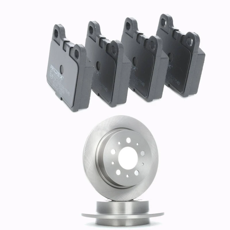 Image of RIDEX 3405B2478 Brake disc and pads set Rear Axle, Brake Disc Type: Solid, excl. wear warning contact Brake Set,disc brakes (3405)