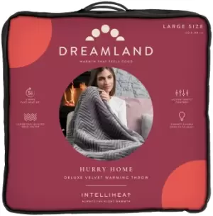 image of Dreamland Herringbone Velvet Heated Throw-Slate Grey