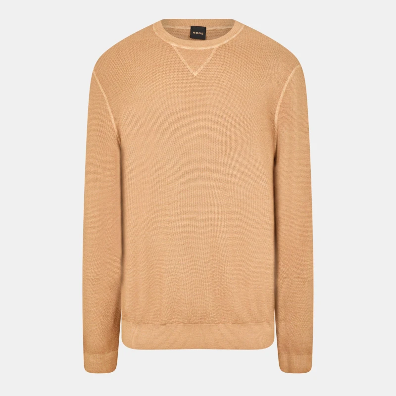 Image of Boss Mens T-Glam Crew Sweater Medium Beige male 2XL