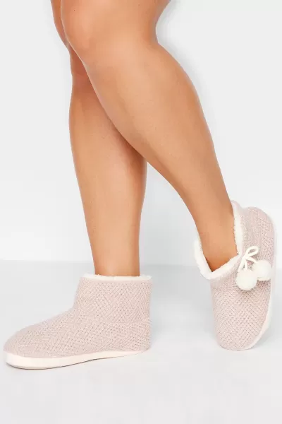 Image of Wide Fit Fluffy Chevron Slipper Boots