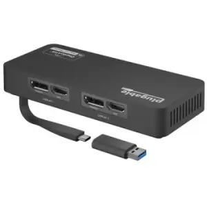 image of Plugable Technologies 4K DisplayPort and HDMI Dual Monitor Adapter for USB 3.0 & USB-C