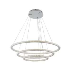 image of Fan Europe BRYANT LED 3 Ring Pendant Ceiling Light White 6840lm 3000K 80x2+40x2cm