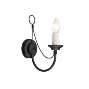 image of Wall Light Gothic Style wire effect Ivory candle tube holder Black LED E14 60W