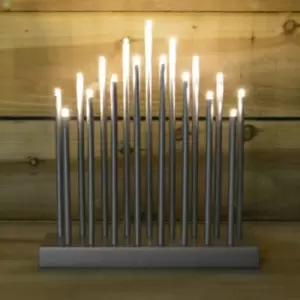 image of 29cm Tall Battery Operated Candle Bridge with 6 Hour Timer & 17 LEDs - Silver