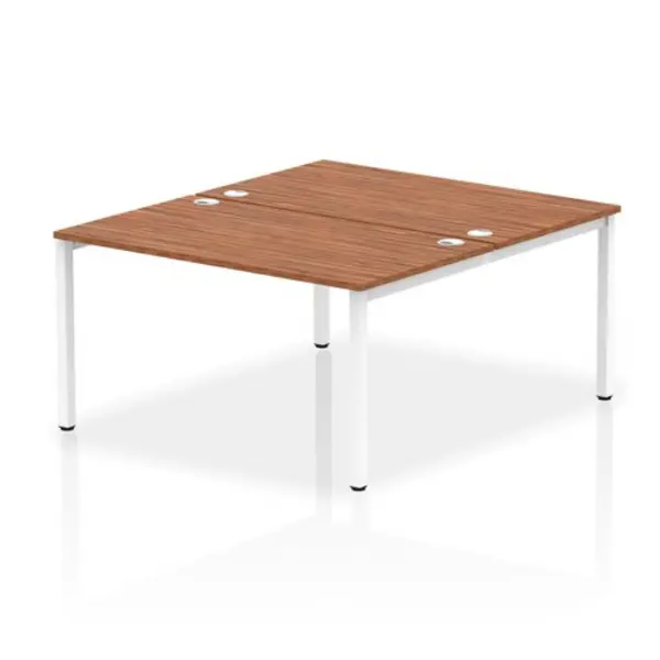 image of Impulse Bench B2B 2 Person 1400 White Frame Office Bench Desk Walnut