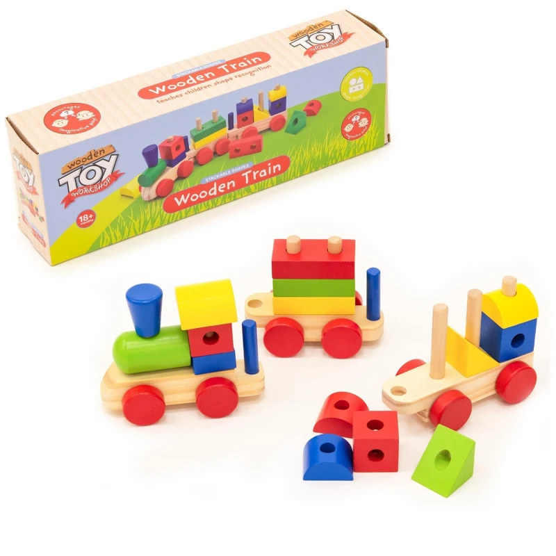 Image of KandyToys Wooden Blocks Train Set Multi