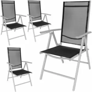 image of Tectake Folding Aluminium Garden Chairs Set Of 4 Silver