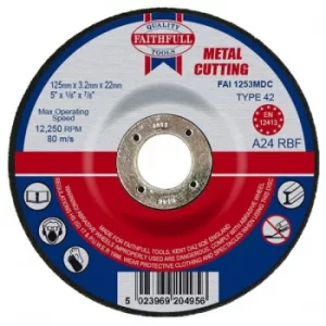 image of Faithfull FAI1253MDC Depressed Centre Metal Cutting Disc 125 x 3.2...