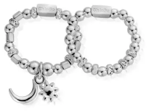 Image of ChloBo SR2582 Moon & Sun Set Of 2 Rings Medium Jewellery
