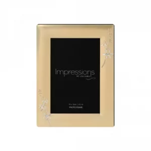 Image of Gold Photo Frame with Crystal Flowers
