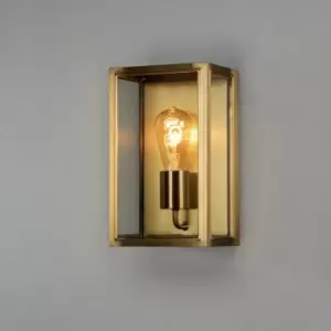 Image of Konstsmide Carpi Outdoor Modern Lantern Wall Medium E27 Brassplated With Clear Glass, IP44
