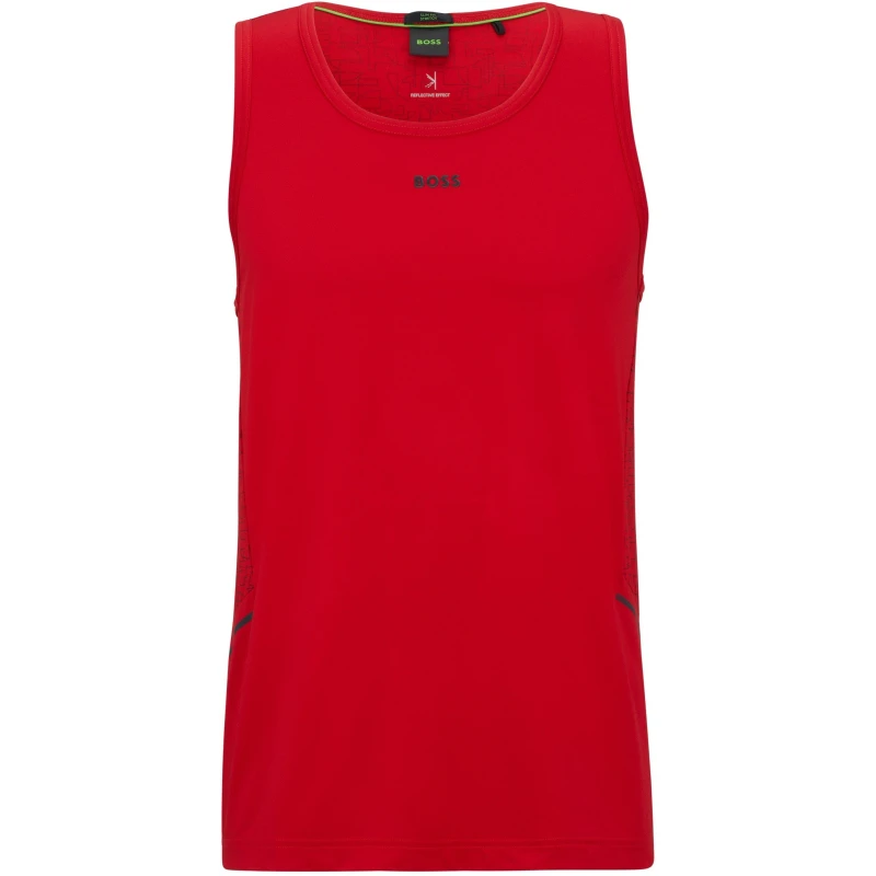 Image of Boss Mens Tank Active Performance Gym Vest Medium Red male S