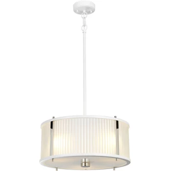 image of Elstead - Corona Cylindrical 3 Light Pendant, White Polished Nickel