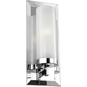 Image of Loops - IP44 Wall Light White Sugar Glass Shade Reflective Back Chrome LED G9 3.5W