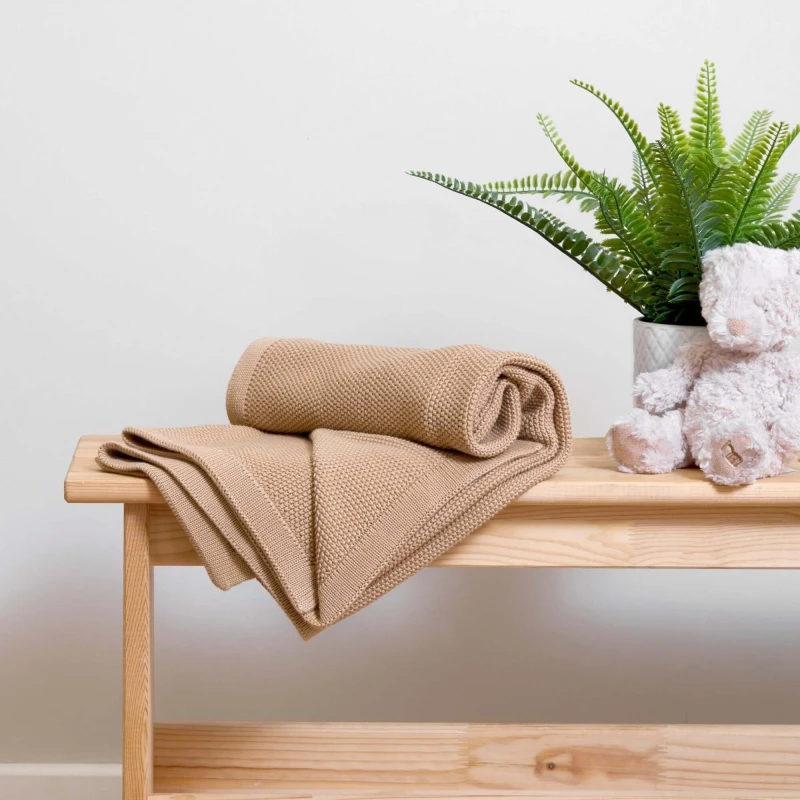 Image of Clair De Lune Organic Knitted Blanket Baby Blankets One Size Beige 72604804000