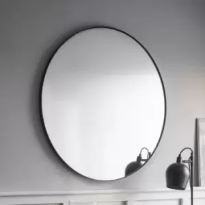 image of Garden Trading Cherington Round Wall Mirror 80cm in Black & Steel