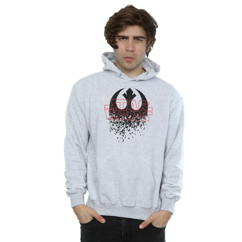 Image of Star Wars Star Wars Men The Last Jedi Shattered Emblem Hoodie in Grey Size: Small Grey S Male 5057245486217