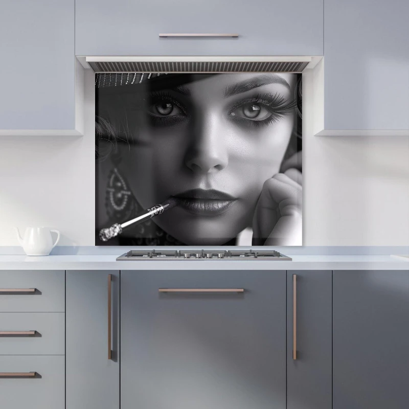 Image of Warren Reed - Designer Gatsby's Glamour Close-Up Kitchen Splashback in Black Size: 600mm x 750mm Black Unisex 600mm x 750mm