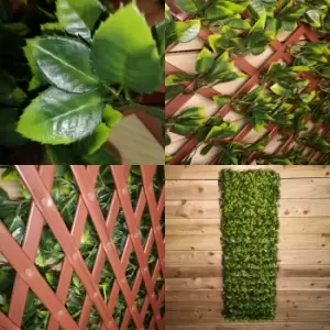 image of 100cm x 200cm PE Backed Artificial Fence Garden Trellis Privacy Screening Indoor Outdoor Wall Panel - Beech Leaf