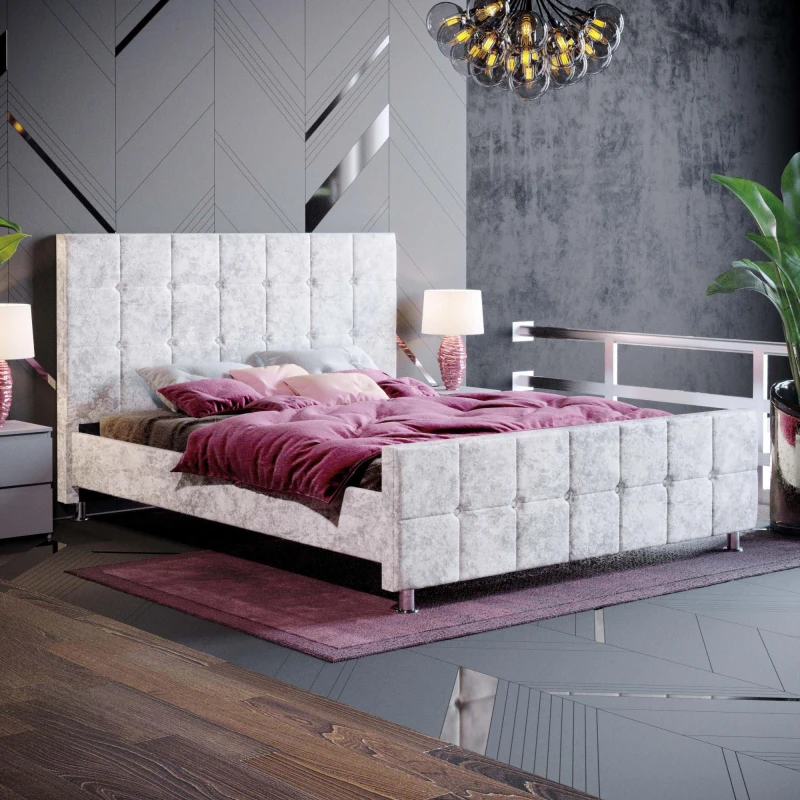 Image of Lassic Vida Designs Valentina King Size Bed UKFR Silver Crushed unisex King Size