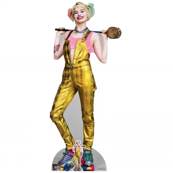 image of Birds of Prey Harley Quinn in Gold Jumpsuit Lifesized Cardboard Cut Out