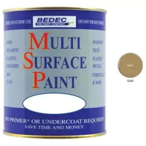 image of Bedec - Multi Surface Paint - Satin - Gold - 750ml - Gold