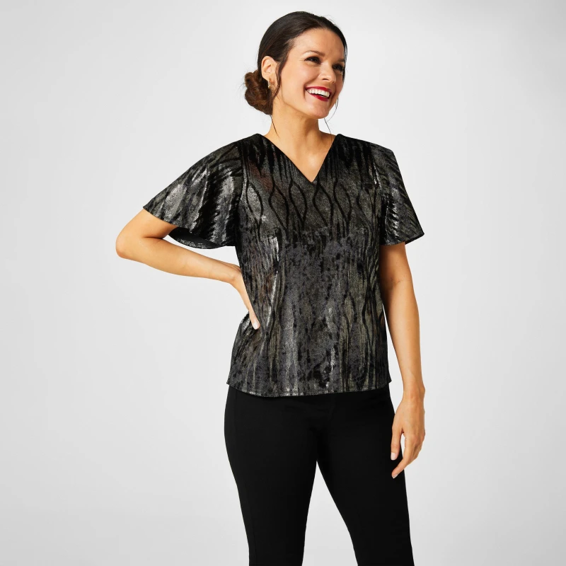 Image of Biba Patterned Foil Top - Multi Multi 8
