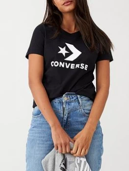 image of Converse Star Chevron Tee - Black, Size L, Women