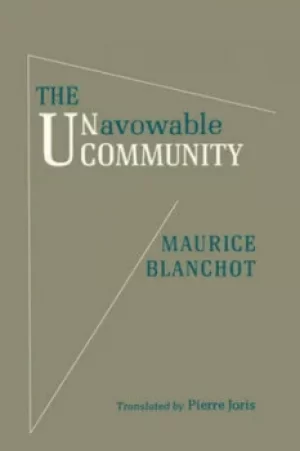 Image of The unavowable community by Maurice Blanchot