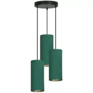 Image of Emibig Bente Black Cluster Pendant Ceiling Light with Green Fabric Shades, 3x E14