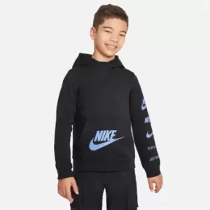 Image of Nike Sportswear Standard Issue Big Kids Pullover Fleece Hoodie - Black