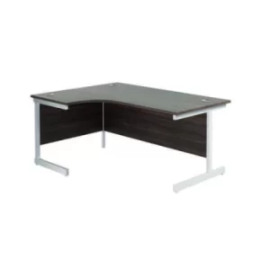 Image of Jemini Radial Left Hand Cantilever Desk 1800x1200x730mm Dark Walnut/White KF802135
