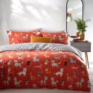 image of Furn. Woofers Super King Duvet Cover Set Cotton Coral